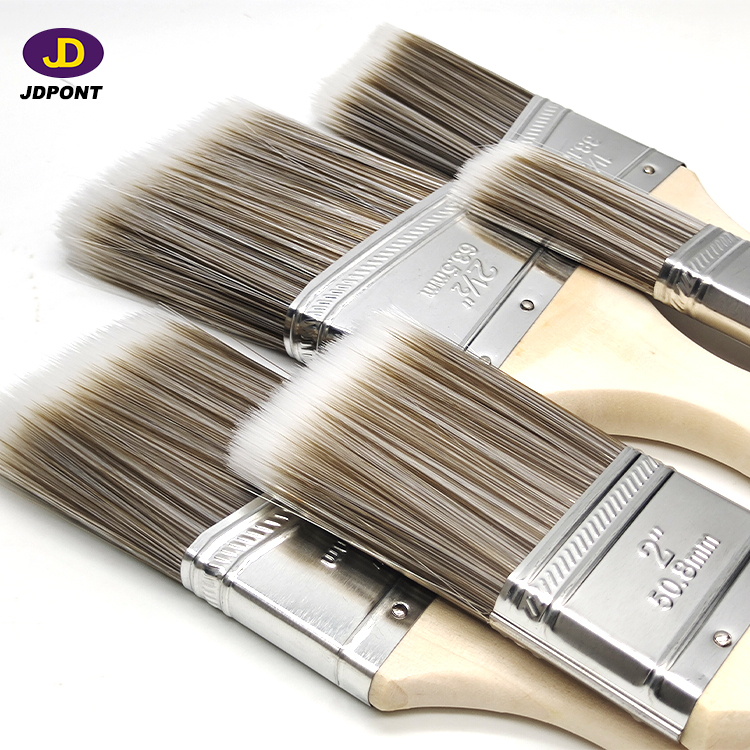 Brown wood handle paint brush set